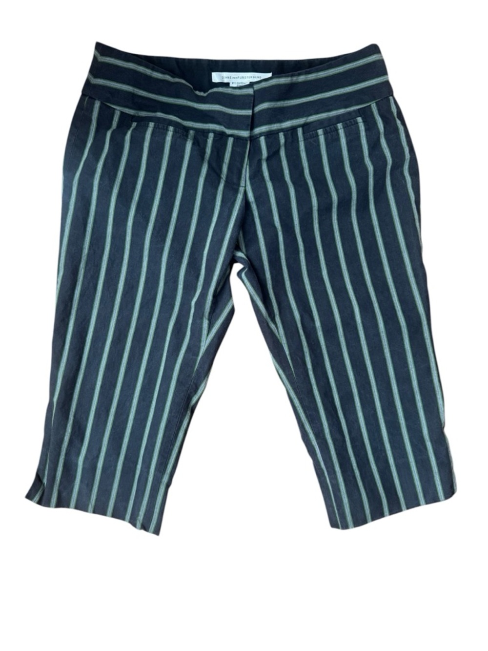 Vintage Y2K Diane Von Furstenberg Navy & Green Bermuda Shorts